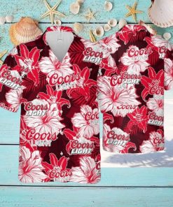 Coors Light Hawaiian Shirt Tropical Flower Pattern Practical Beach Gift