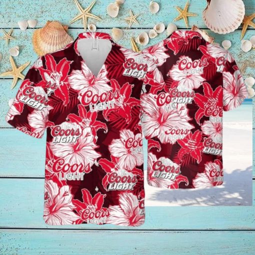 Coors Light Hawaiian Shirt Tropical Flower Pattern Practical Beach Gift