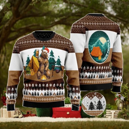 I Hate People Bear Christmas Gift Ugly Christmas Sweater Xmas Holiday