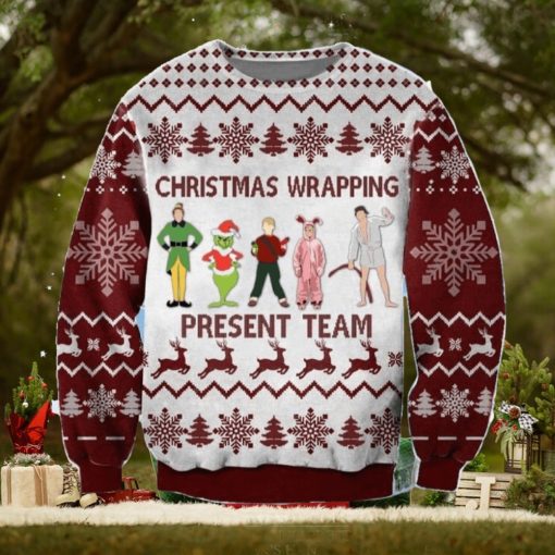 Christmas Wrapping Present Team Muppet Home Alone Elf Grinch Knitted 3D Sweater For Christmas