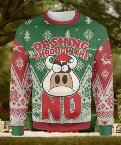 Grumpy Cow Dashing Through The Snow Farmer Ugly Christmas Sweater