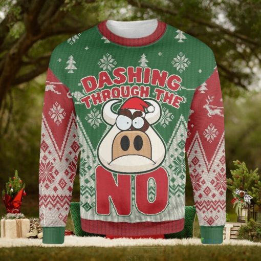 Grumpy Cow Dashing Through The Snow Farmer Ugly Christmas Sweater