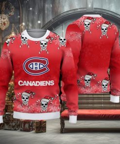 Montreal Canadiens Fans Skull Carols Ugly Christmas Sweater