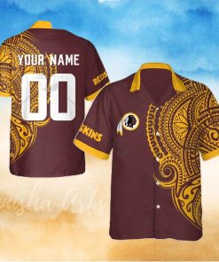 Personalize NFL Washington Redskins Polynesian Tattoo Design Hawaiian Shirt