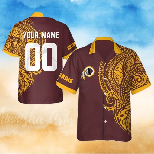 Personalize NFL Washington Redskins Polynesian Tattoo Design Hawaiian Shirt