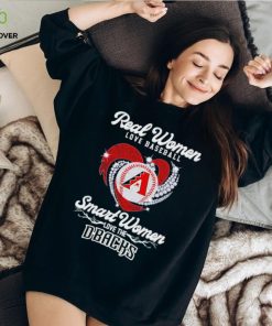 Real women love baseball smart women love the Arizona Diamondbacks baseball heart logo gift shirt