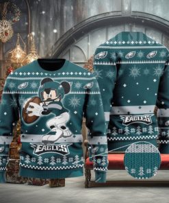 Big Mickey Mouse Playing Philadelphia Eagles Ugly Christmas Sweaters