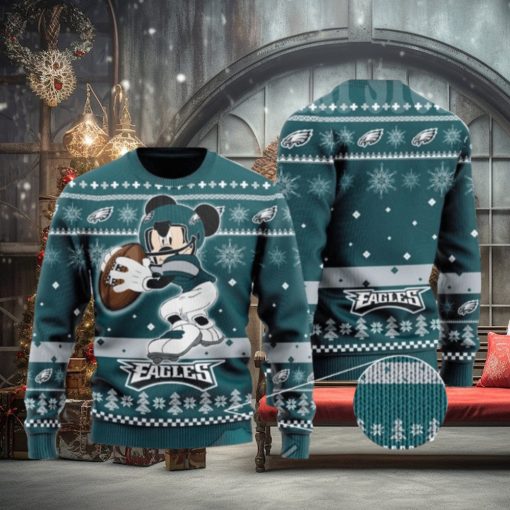 Big Mickey Mouse Playing Philadelphia Eagles Ugly Christmas Sweaters