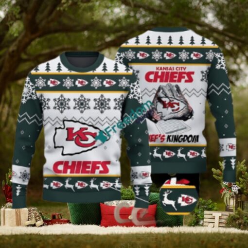 Kansas City Chiefs Fans Logo Snowflake Pattern Green Ugly Christmas Sweater