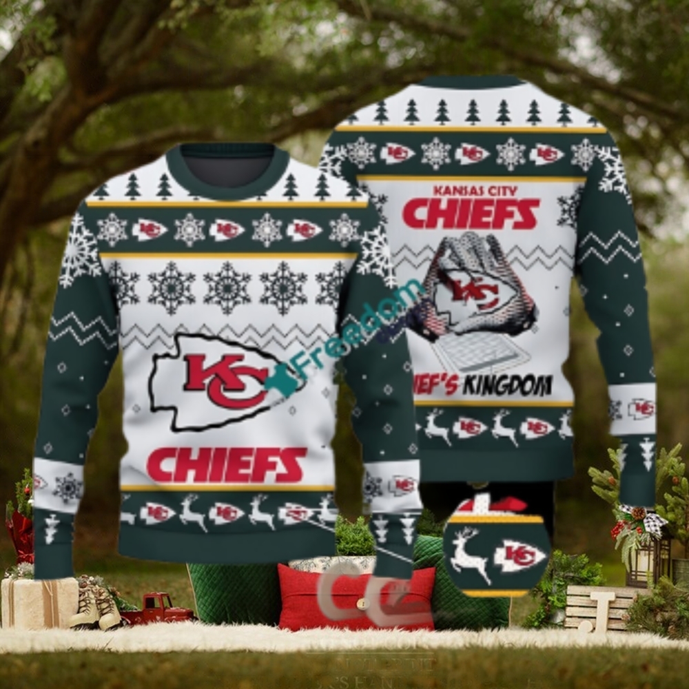 Kansas City Chiefs Fans Logo Snowflake Pattern Green Ugly Christmas Sweater Kansas City Chiefs Fans Logo Snowflake Pattern Green Ugly Christmas Sweater
