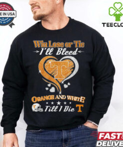 win lose or tie i_ll bleed teennessee orange and white shirt