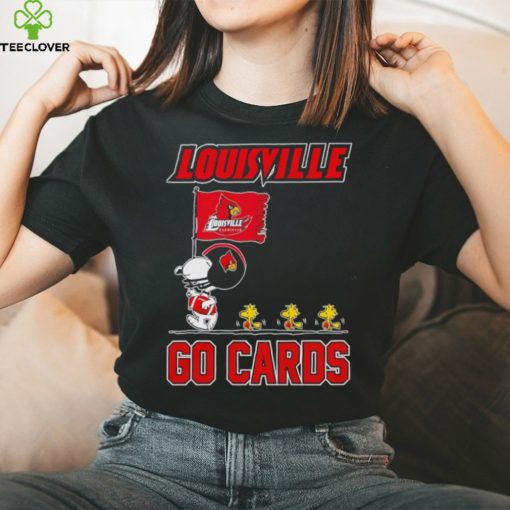 Snoopy and Woodstock holding flag Louisville go Cards hoodie, sweater, longsleeve, shirt v-neck, t-shirt