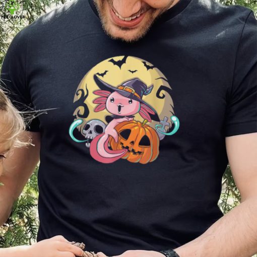 Axolotl Halloween Gifts Axolotl Witch On Pumpkin Halloween T Shirt