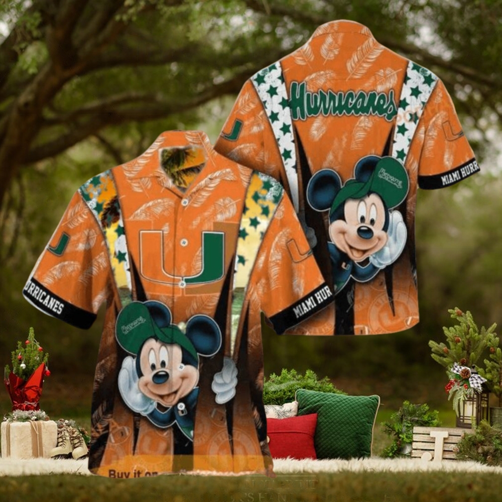 NCAA Miami Hurricanes Hawaiian Shirt Mickey Mouse Disney Summer Gift