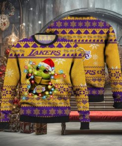 Lakers Ugly Sweater Baby Yoda Star Wars 3D Ugly Christmas Sweater Presents Christmas For Men And Women