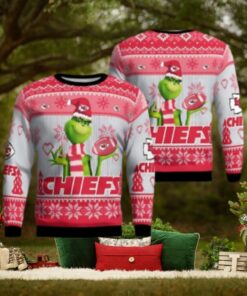 Kansas City Chiefs Grinch Snowflake Pattern Ugly Sweater Christmas