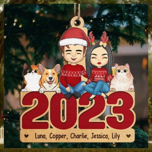 Happy Howlidays With All Our Love   Dog & Cat Personalized Custom Ornament   Wood Unique Shaped   Christmas Gift For Pet Owners, Pet Lovers