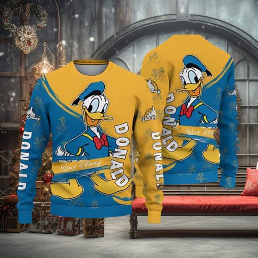 Donald Duck Blue Yellow Disney Carrtoon Lover Ugly Christmas Sweater 3D Printed Men And Women Holiday Gift