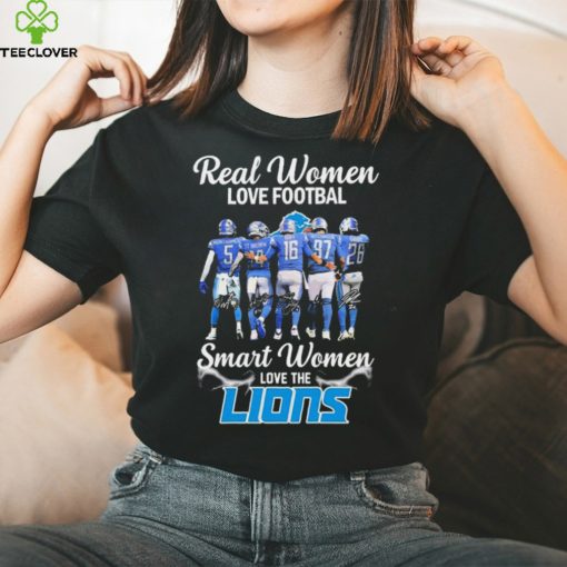 Real Women Love Football Smart Women Love The Detroit Lions 2023 2024 Playoffs Signatures Shirt