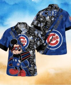 Chicago Cubs Mickey Mouse Floral Short Sleeve Hawaii Shirt