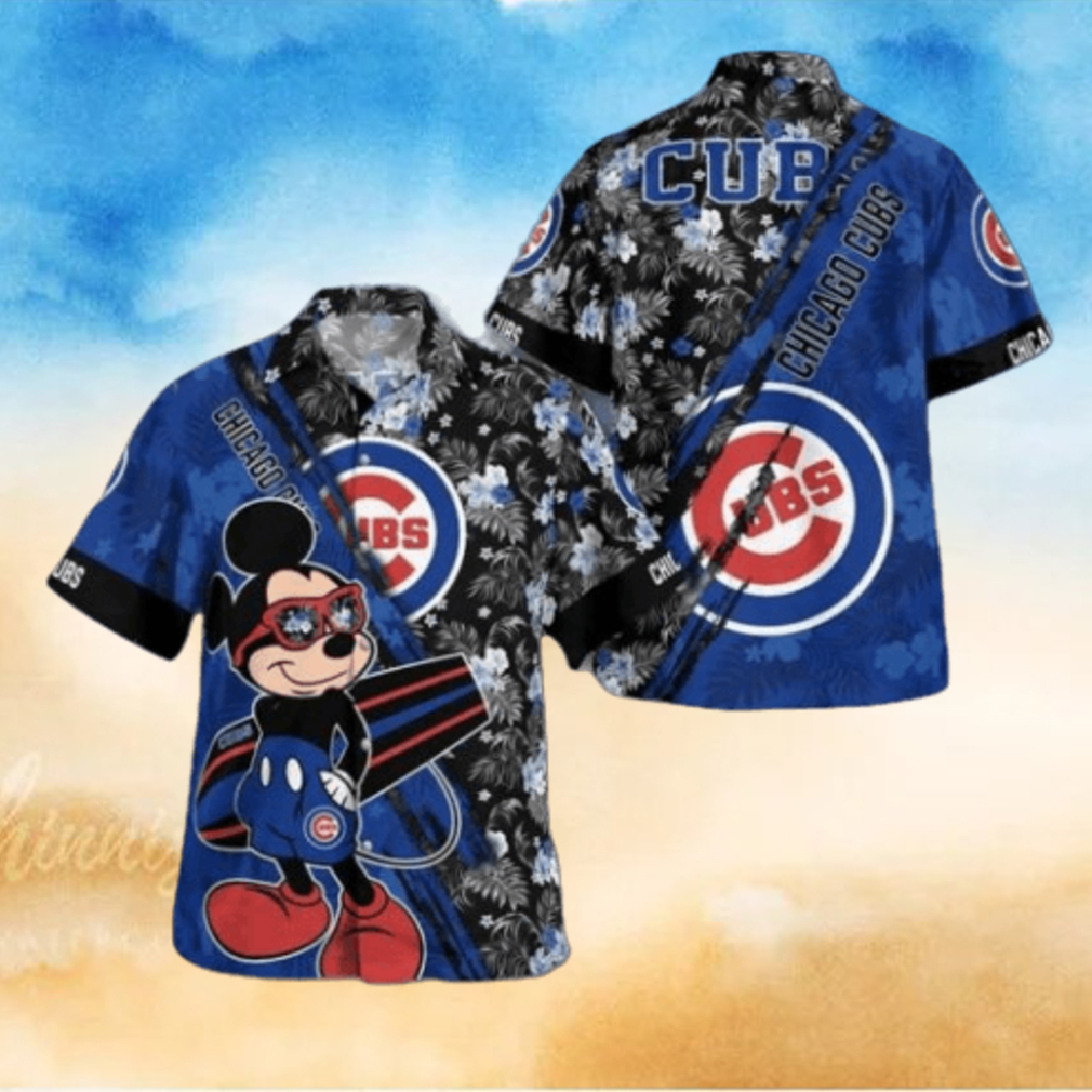 Chicago Cubs Mickey Mouse Floral Short Sleeve Hawaii Shirt Chicago Cubs Mickey Mouse Floral Short Sleeve Hawaii Shirt