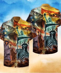 Hawaiian Aloha Shirts America Skull State Of Liberty