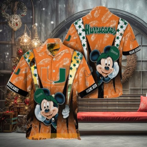 NCAA Miami Hurricanes Hawaiian Shirt Mickey Mouse Disney Summer Gift