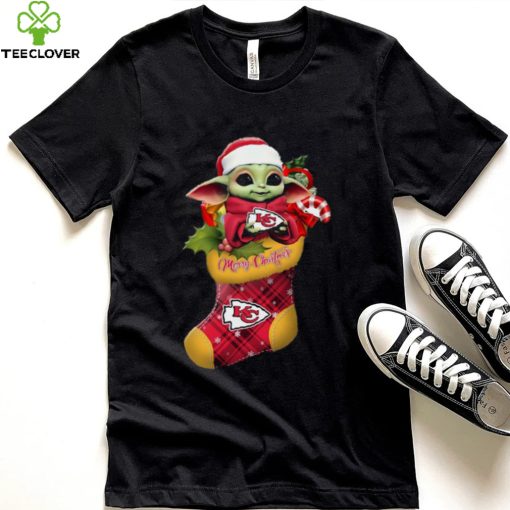 Merry Christmas Baby Yoda Hug Kansas City Chiefs T Shirt Funny Xmas