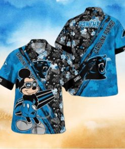 Carolina Panthers Mickey Mouse Floral Short Sleeve Hawaii Shirt,