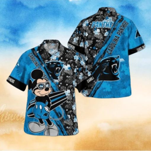 Carolina Panthers Mickey Mouse Floral Short Sleeve Hawaii Shirt,