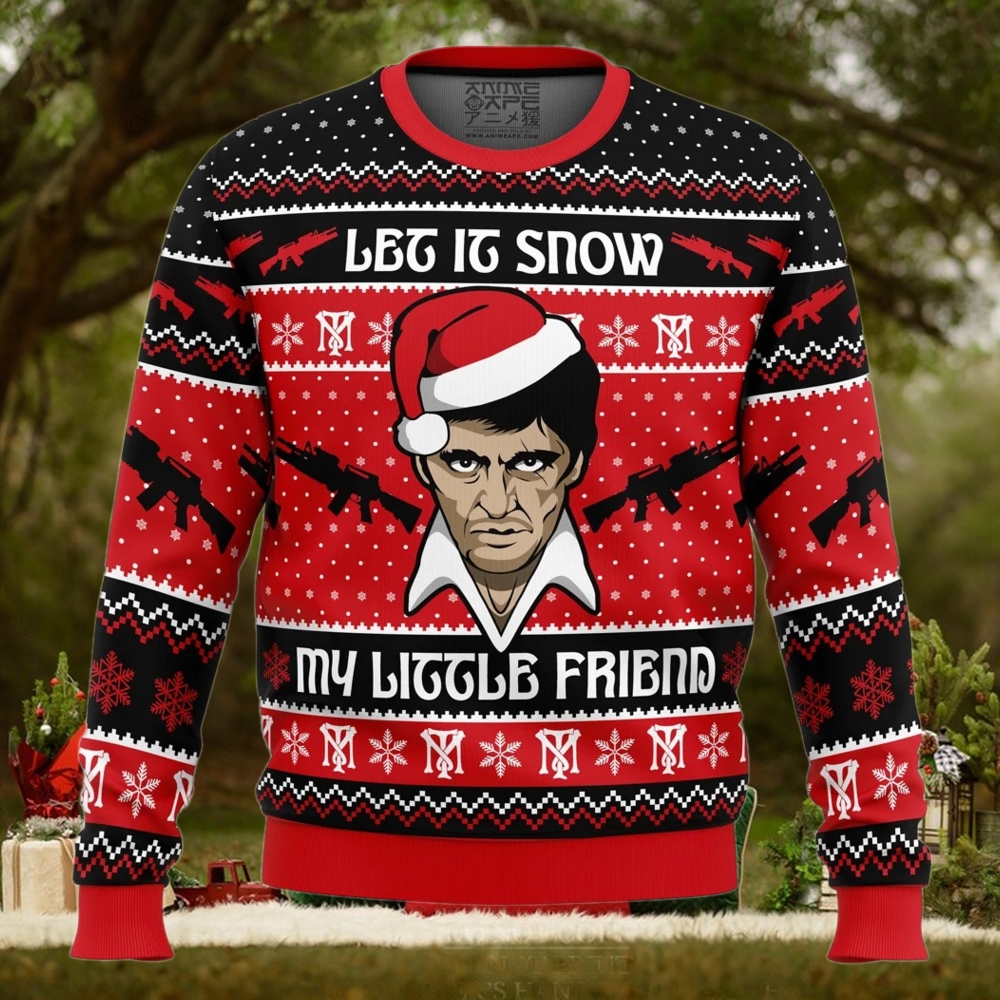 Let It Snow Scarface Ugly Christmas Sweater Let It Snow Scarface Ugly Christmas Sweater