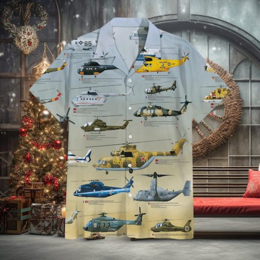 Helicopter Globe Military Collection Hawaiian Shirt