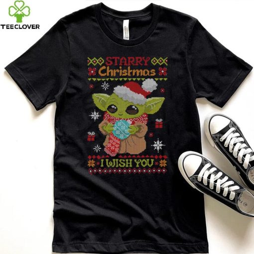 Baby Yoda Starry Christmas I wish you ugly Xmas 2022 shirt