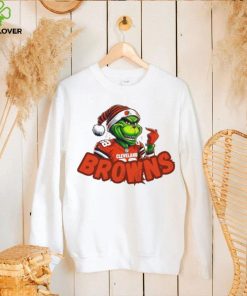 Santa Hat Grinch Football Cleveland Browns Merry Christmas 2023 Shirt 2 Santa Hat Grinch Football Cleveland Browns Merry Christmas 2023 Shirt