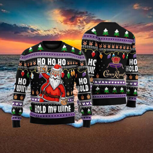 Ho Ho Ho Hold My Wine Santa Ugly Christmas Sweater